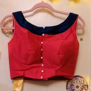 Elina Bollywood Blouse For Sarees Indian (34) Silk Padded Stitched Choli Crop